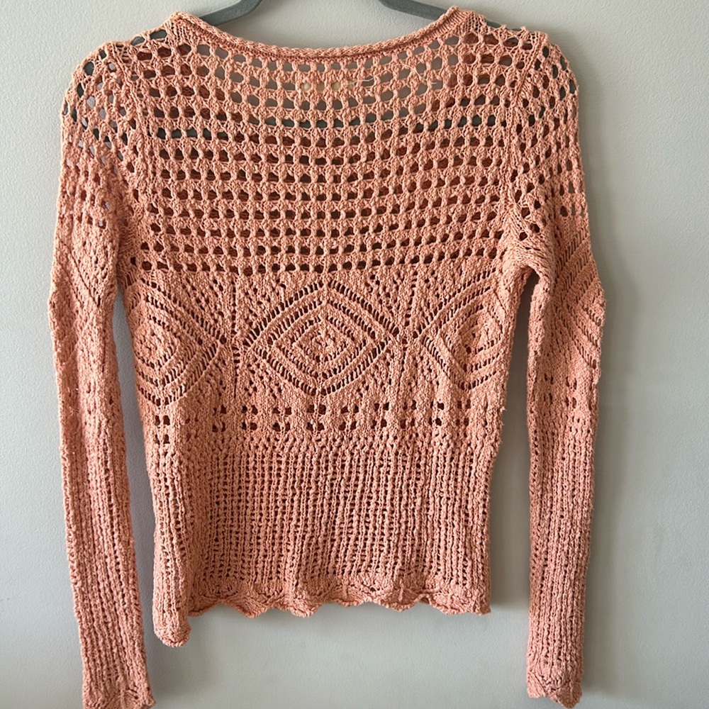 Hollister crochet peach color sweater size XS